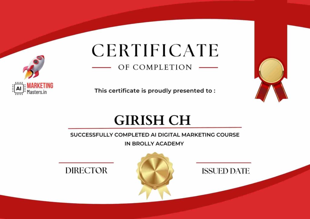 AI digital marketing course in hyderabad Certificate