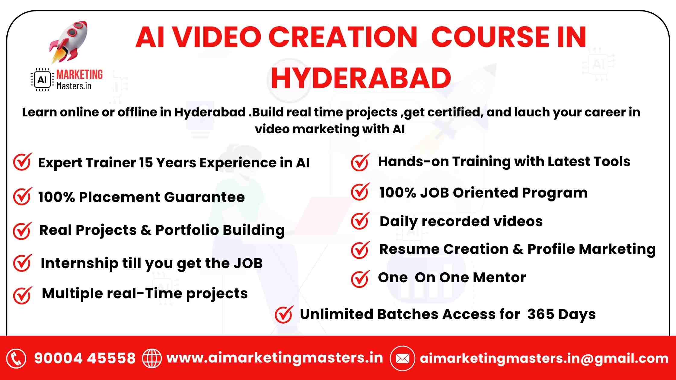 AI marketing masters Deliverables in AI video creation Course In Hyderabad