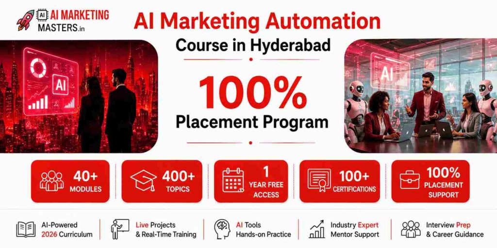 AI Marketing Automation Course in Hyderabad with placement support, live projects, SEO, GEO, AEO, LLMO training, and AI marketing tools